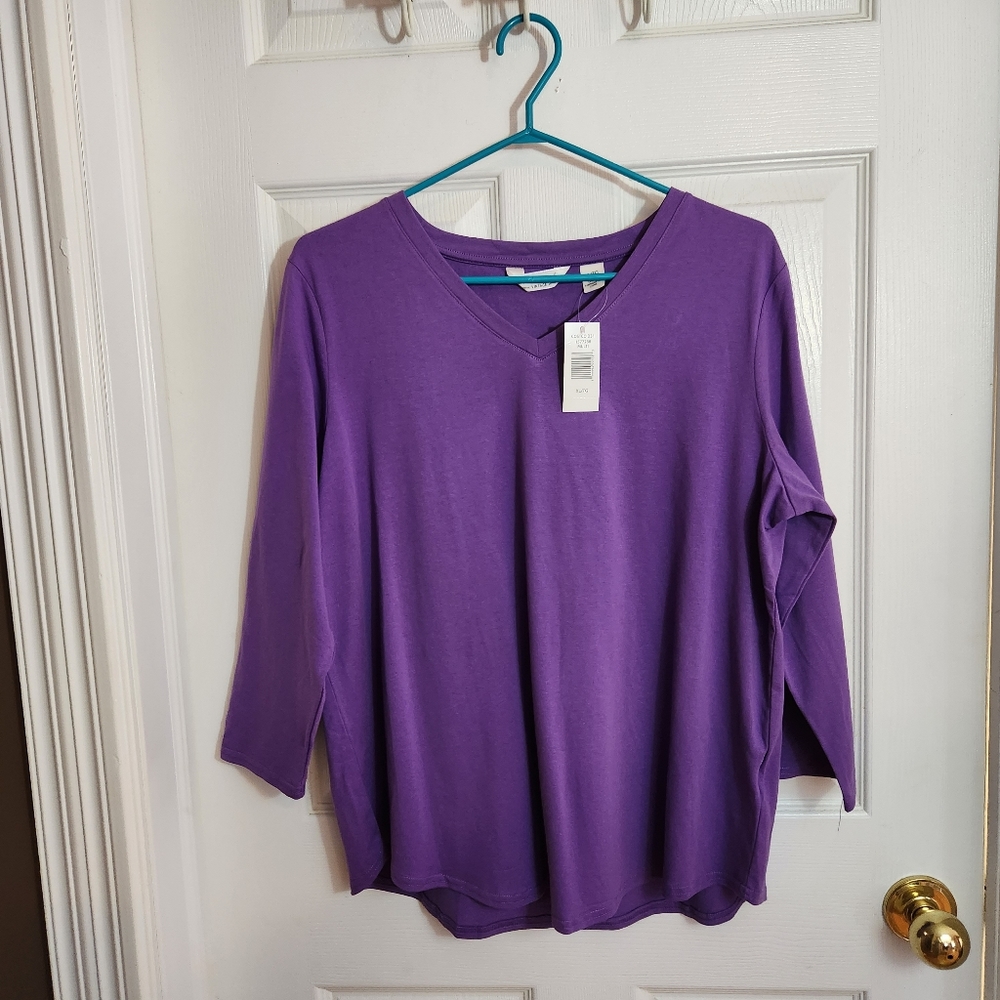 5/$20 NWT Weatherproof Vintage purple v-neck 3/4 sleeve tee shirt XL